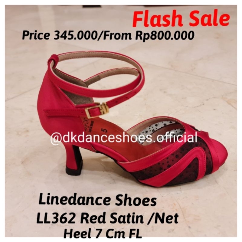 Sepatu Linedance D&K Dance Shoes LL 362 Red Satin