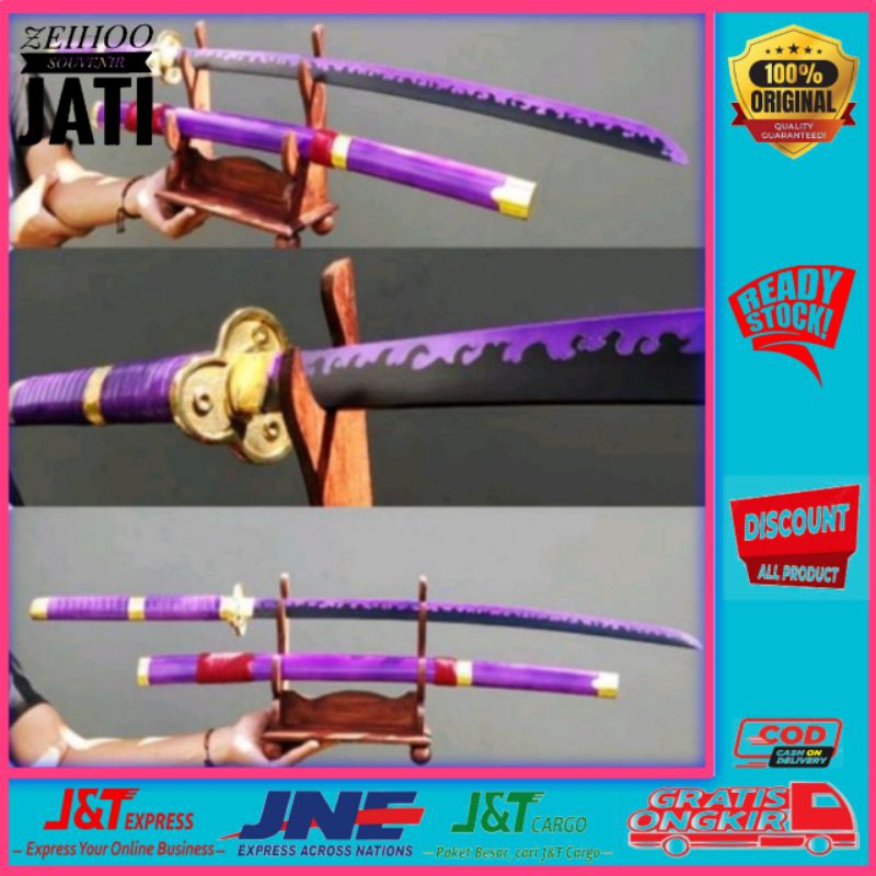 mainan katana kayu Enma Zoro one piece COSPLAY