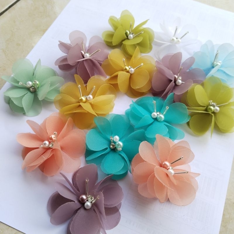 bunga organza ukuran 6 cm