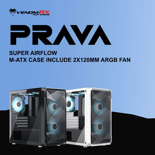 VenomRX PRAVA Tempered Glass Side M-ATX Gaming Case Venom RX