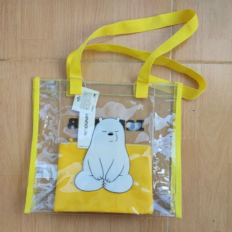 MINISO WE BARE BEARS TRANSPARENT SHOULDER BAG ICE BEAR TAS BAHU BENING TRANSPARAN PVC