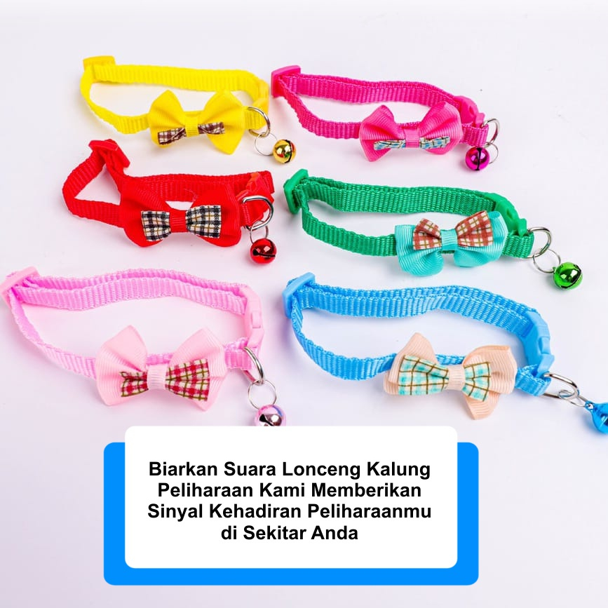 Kalung Kucing Lonceng ZamZam H438 Keren  Tali Leher Hewan Peliharaan lucu Cat Dog Collar Motif Pita