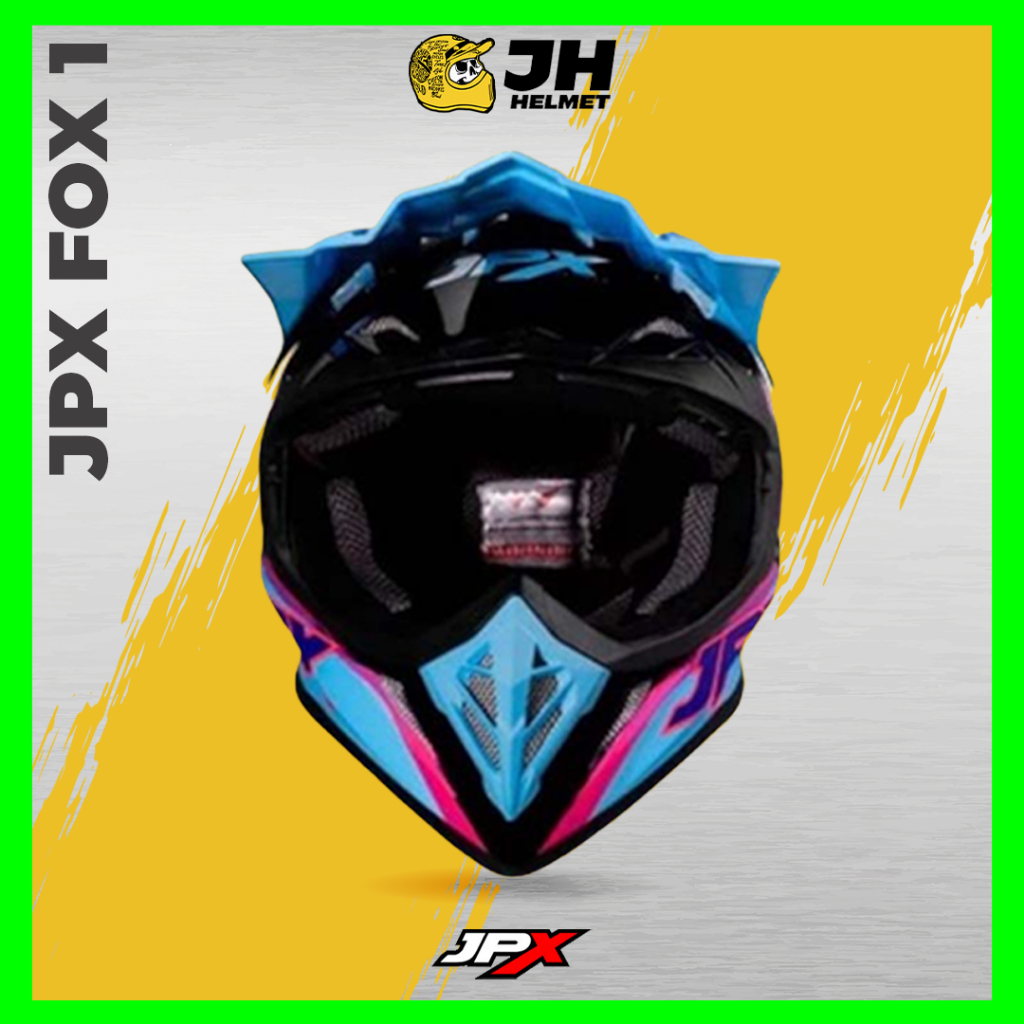 Helm JPX Cross Fox1 X21 Need Race Black Doff | Fox 1 Trail | Helm Full Face | JUAL HELM