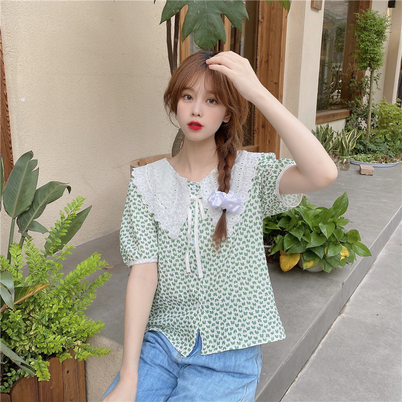 MOOGU ♡ Kemeja korea kerah bayi blouse shirt atasan wanita