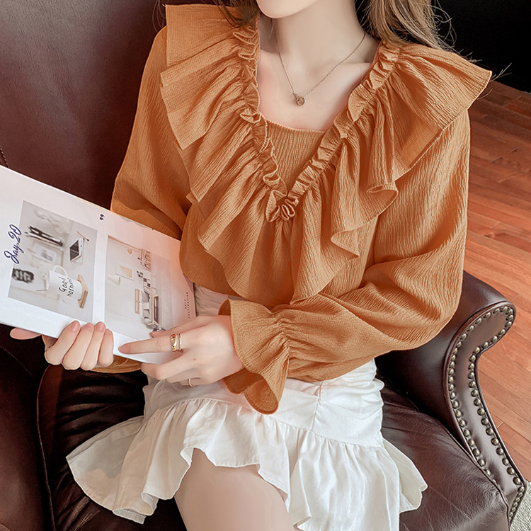 MOOGU ♡ Kemeja korea fashion blouse warna solid atasan wanita