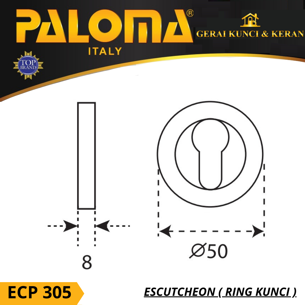 PALOMA ECP 305 ESCUTCHEON RING KUNCI GOLD EMAS DOFF COVER KUNCI BRASS