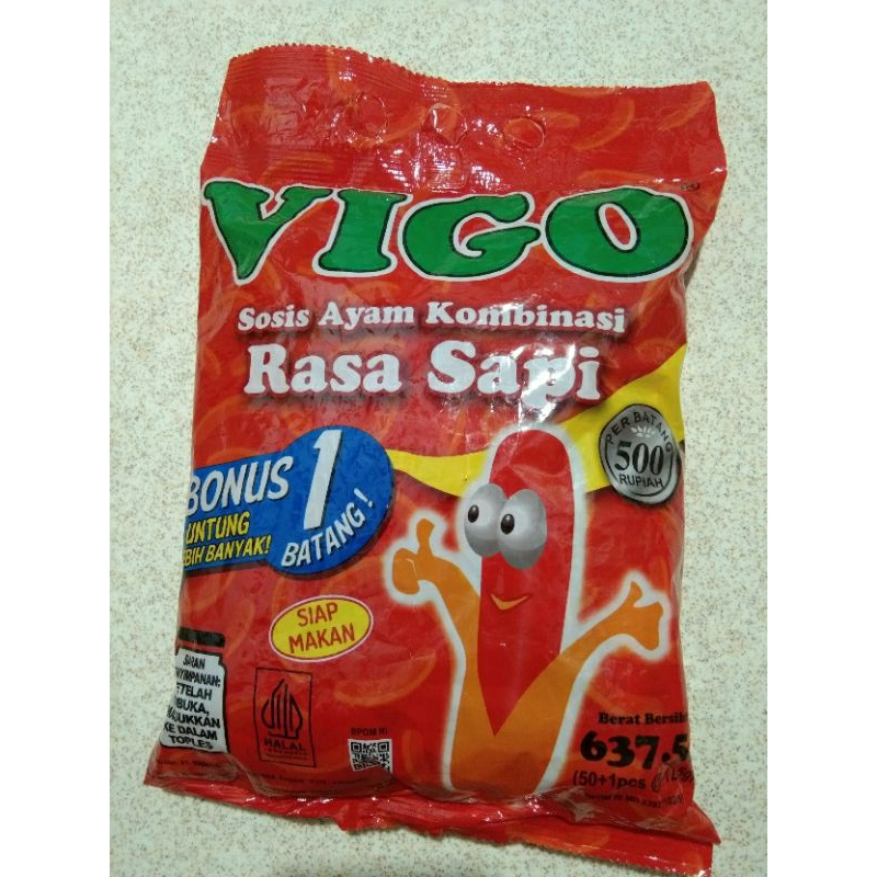 

Sosis Vigo sosis Ayam Kombinasi Rasa Sapi 50+1 {637,5gr}