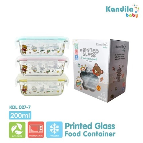 KANDILA BABY GLASS FOOD CONTAINER/wadah makan kaca 160/180/200ML FREE BUBBLE 2K