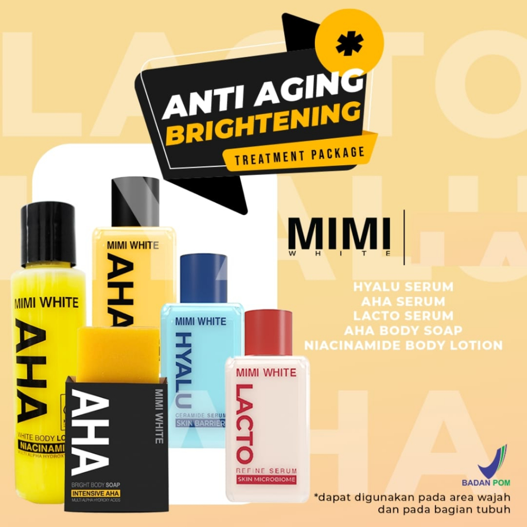 Paket 5 in 1 Anti Aging - Brightening Mimi White Bpom Original