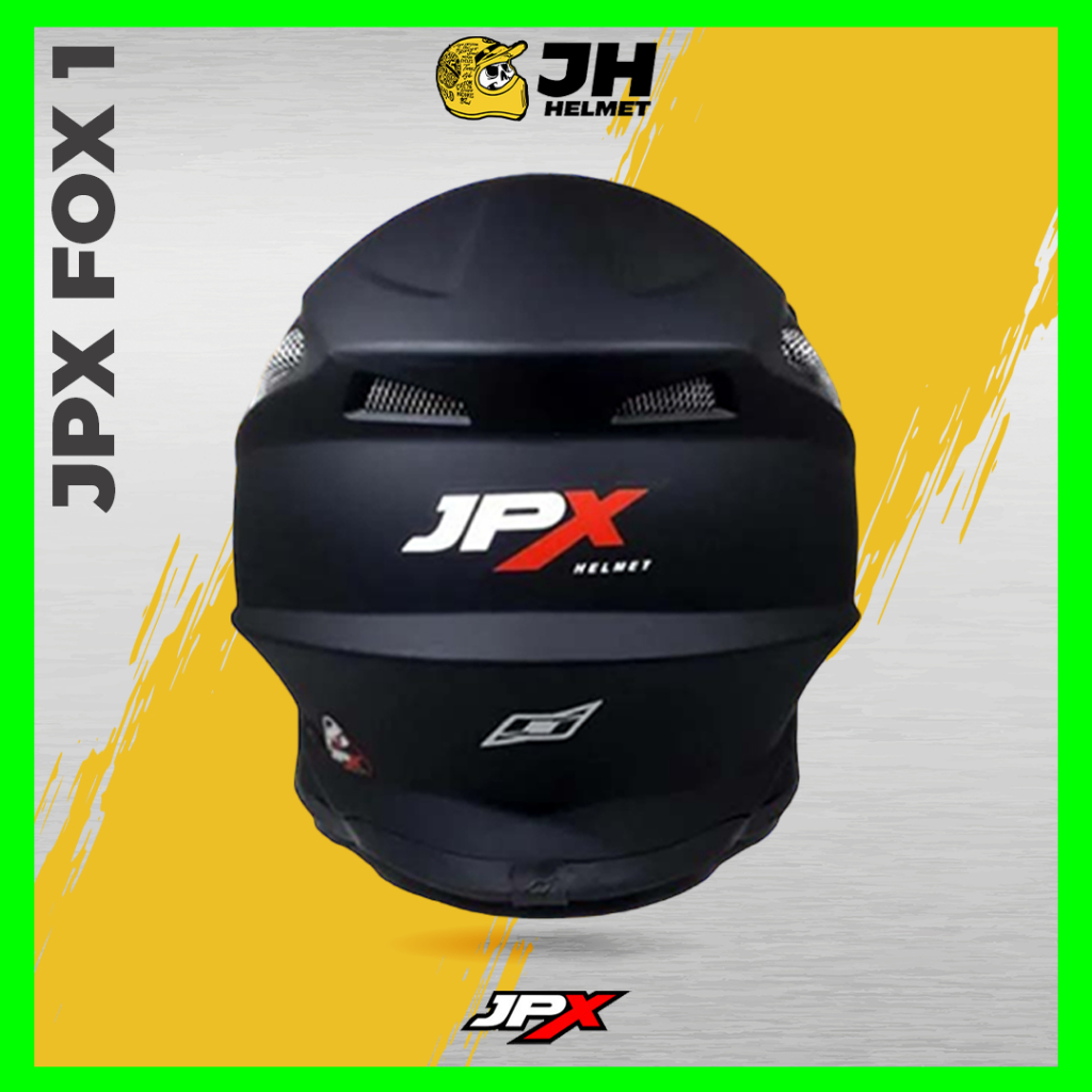 Helm JPX Cross Fox1 Solid Black Doff Silver | Fox 1 Trail | Helm Full Face | JUAL HELM