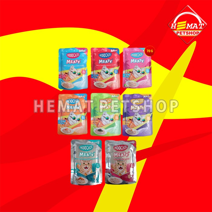 Makanan Basah Kucing Moochie Meaty Wet Cat Food Pouch Sachet 70 gram