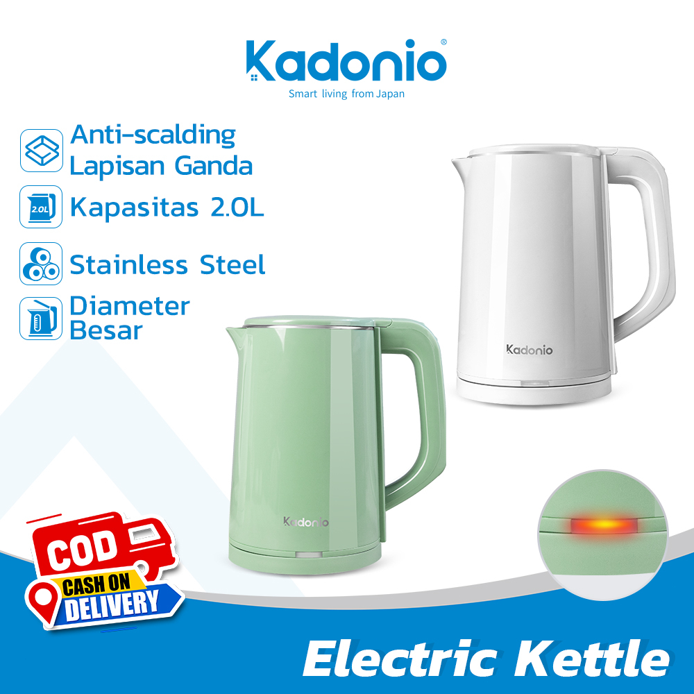 Kadonio Electric Kettle Teko Listrik Pemanas Air 2.0L untuk Satu Keluarga Ketel Listrik Teko Elektrik Liter Pemanas Air Kopi Teh Food Grade Stainless Steel Pemanas Teko Listrik
