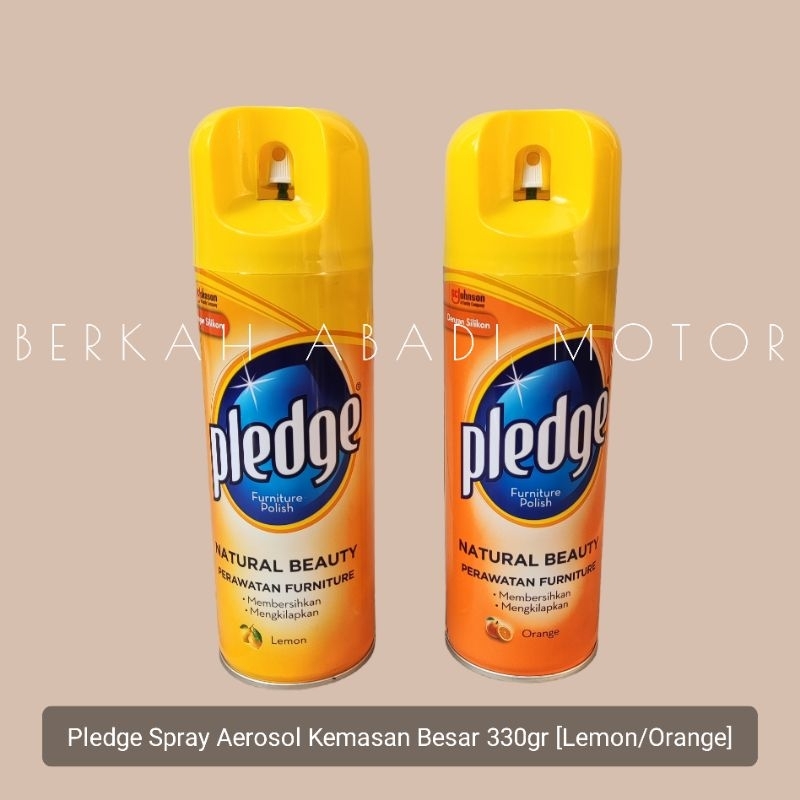 Pledge Spray Aerosol BESAR Lemon Orange 330Gr | Pledge Semprot Silikon Pengkilap Motor Mebel Kayu