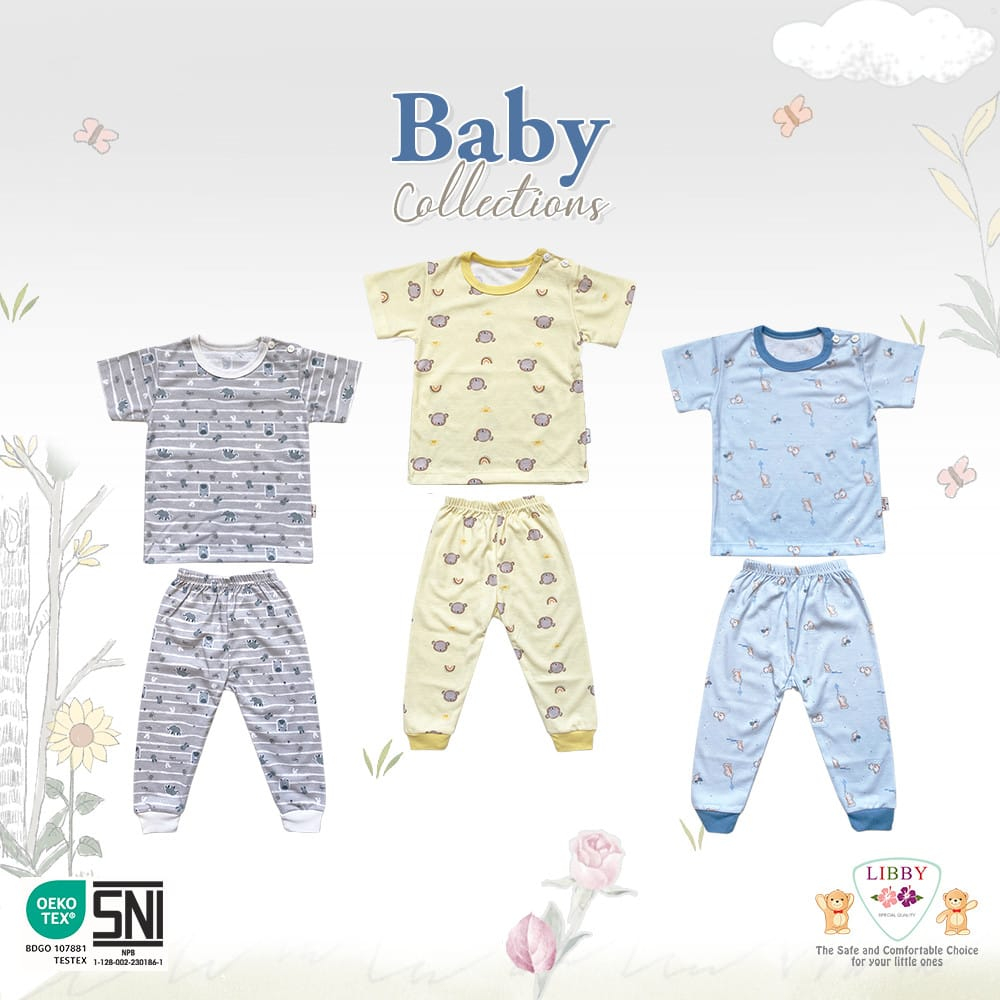 Libby Setelan Baju Bayi Pendek - Celana Panjang Bayi S M L Baju Anak Celana Anak bjpdk libby