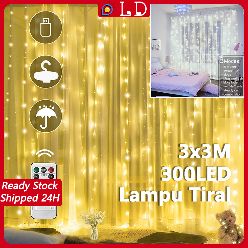 [COD] Lampu led 3x3 meter lampu gorden LED Tumblr Light / USB Tirai Lampu / Tumblr Dekorasi kamar / 3m*3m Curtain led light / 300 LED / Lampu Tumblr / Lampu Natal / Lampu Dekorasi Pelaminan / Lampu Dekorasi Pesta / Lampu Dekor Pelaminan