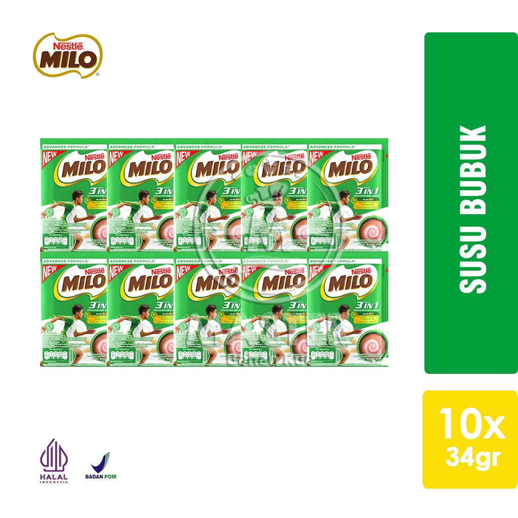 

MILO 3in1 ACTIV-GO Susu Coklat Renceng 34g [1 pack isi 10pcs]