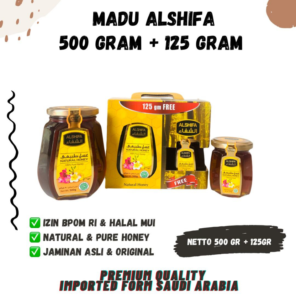 

MADU ALSHIFA PAKET 500gr FREE 125gr Al-shifa Arab Natural Honey Pure Asli Raw Assifa Alsyifa ashifa