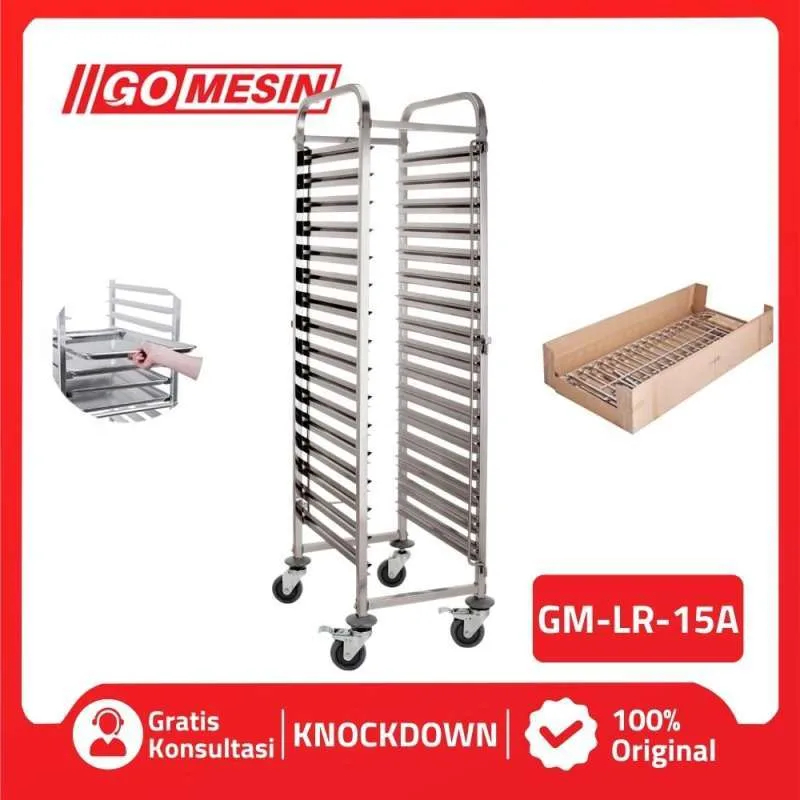 Rak Troli Loyang GOMESIN GM-LR-15A Trolley Roti Bakery Stainless