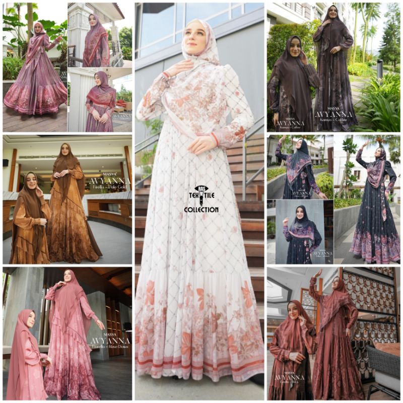Set Gamis Dress Ceruty Babydoll Printing Premium Syari Branded Hitam - Putih - Pink - Jet Black - Br