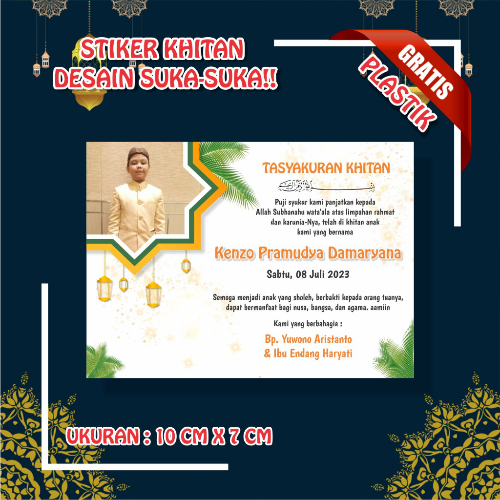 

Stiker tasyakuran khitan kertas glosy (free foto dan desain suka suka)