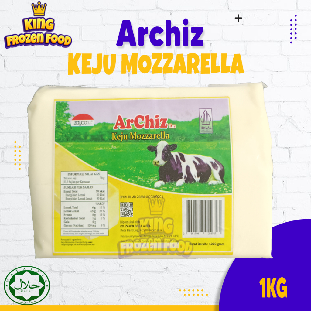 KEJU MOZZARELLA ARCHIZ TOPPING PIZZA KEMASAN 1KG