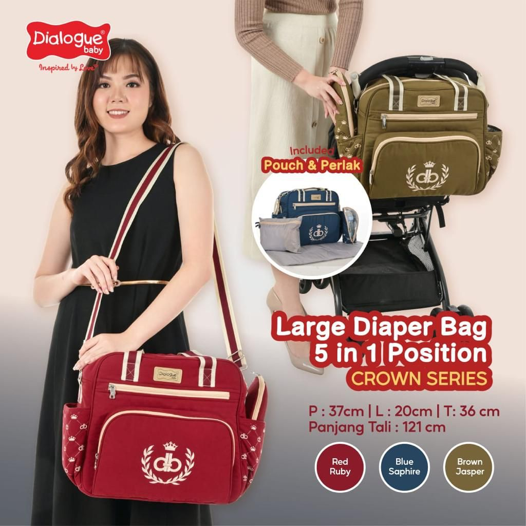 Dialogue Large Diaper Bag 5in1 Set Crown Series DGT7421 / Tas Perlengkapan Bayi