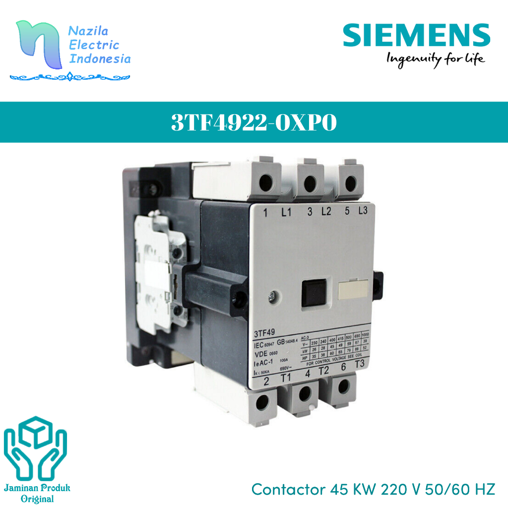 Siemens Magnetic Contactor 3TF4922-0XP0 / 3TF49 22 OXPO / 3TF49220XP0