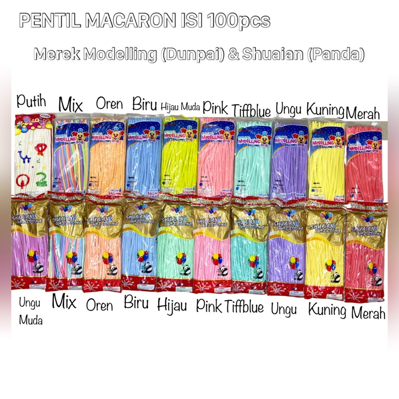 Grosir isi 100pcs balon pentil twist macaron Modelling Shuaian