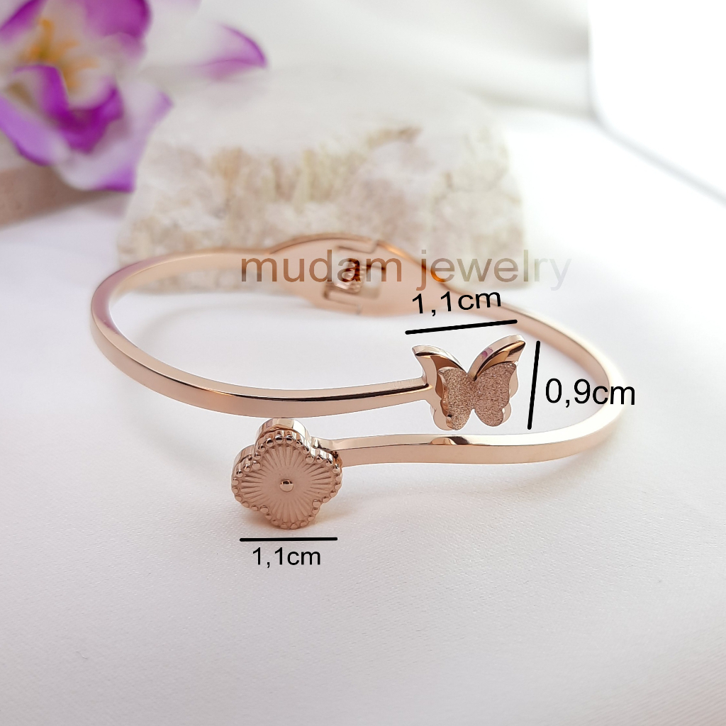 Gelang Bangle Kupu - Kupu Dengan Motif Bunga