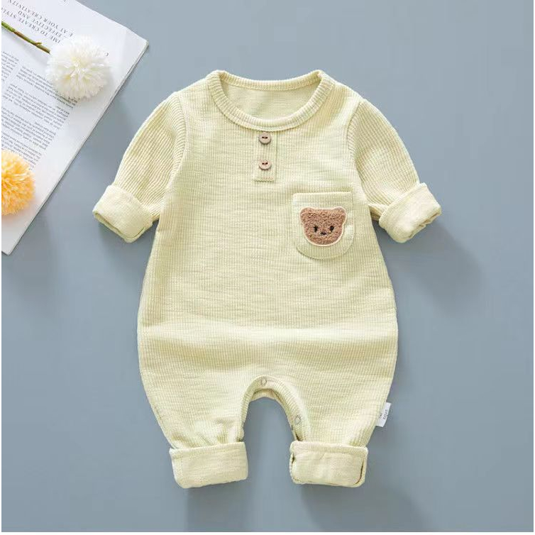 Sleepsuit bayi Summer Bordir Bear / Jumper Panjang bodir bear