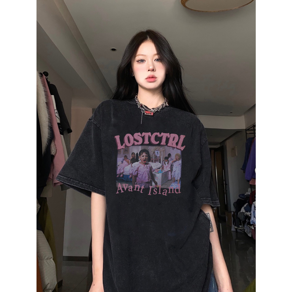 RDGF (kapas 100%) sablon kaos oversized washed T-shirt Trendy women's t-shirts t shirt unisex/A0941