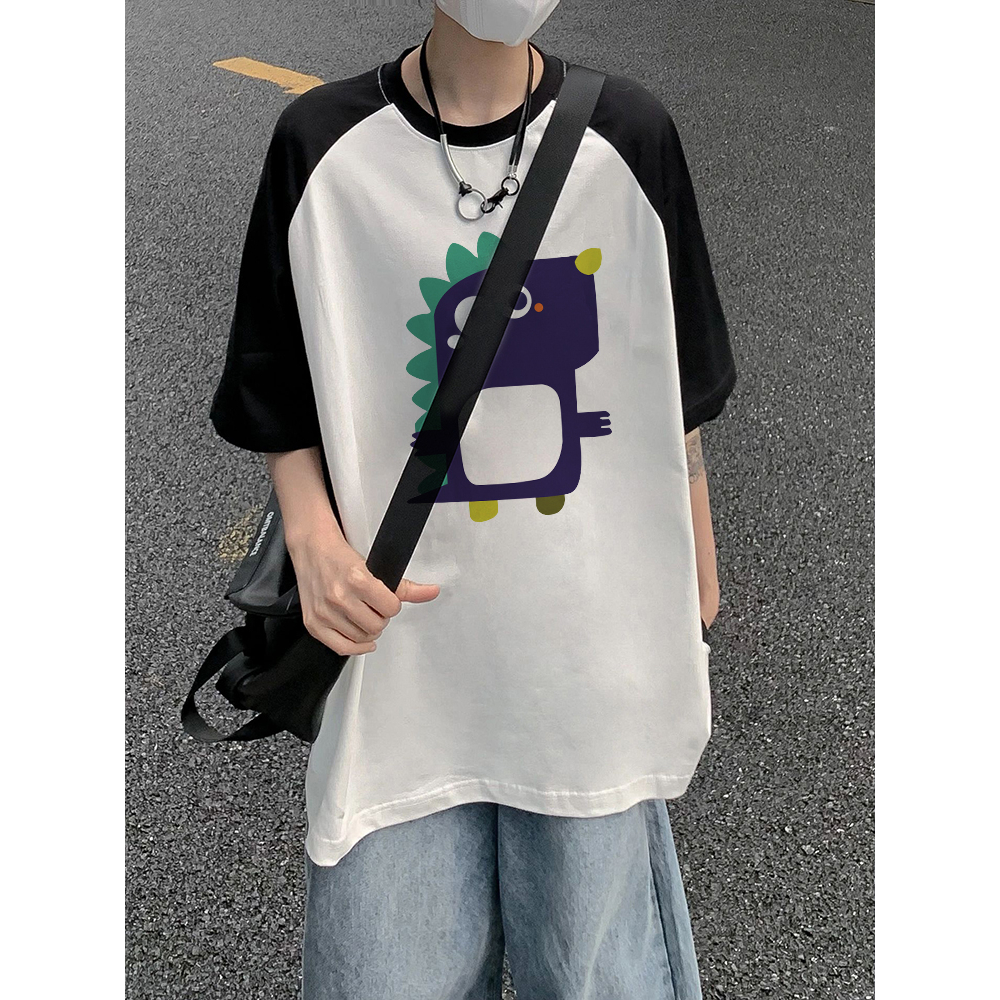 EUNII T-shirt Lengan Pendek Cute Little Dinosaur Korean Style/Kaos Atasan Wanita/Baju Kaus Oversize Wanita/Kaos Wanita