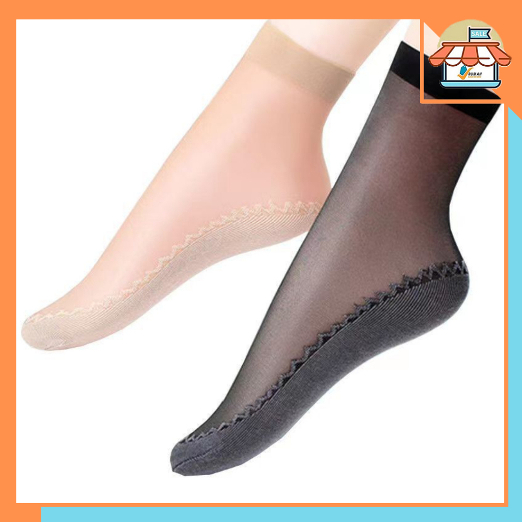 RSB KK405 Kaos Kaki Pendek Wanita Anti Slip Kaos kaki Transparan Anti Licin
