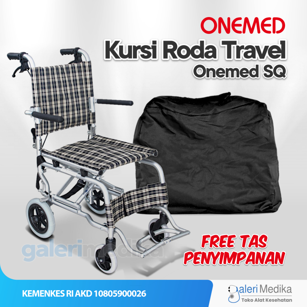 Kursi Roda Travel ONEMED SQ 804L / SQ 804 L / SQ804L FREE Tas Jinjing - Kursi Roda Traveling Bisa Lipat