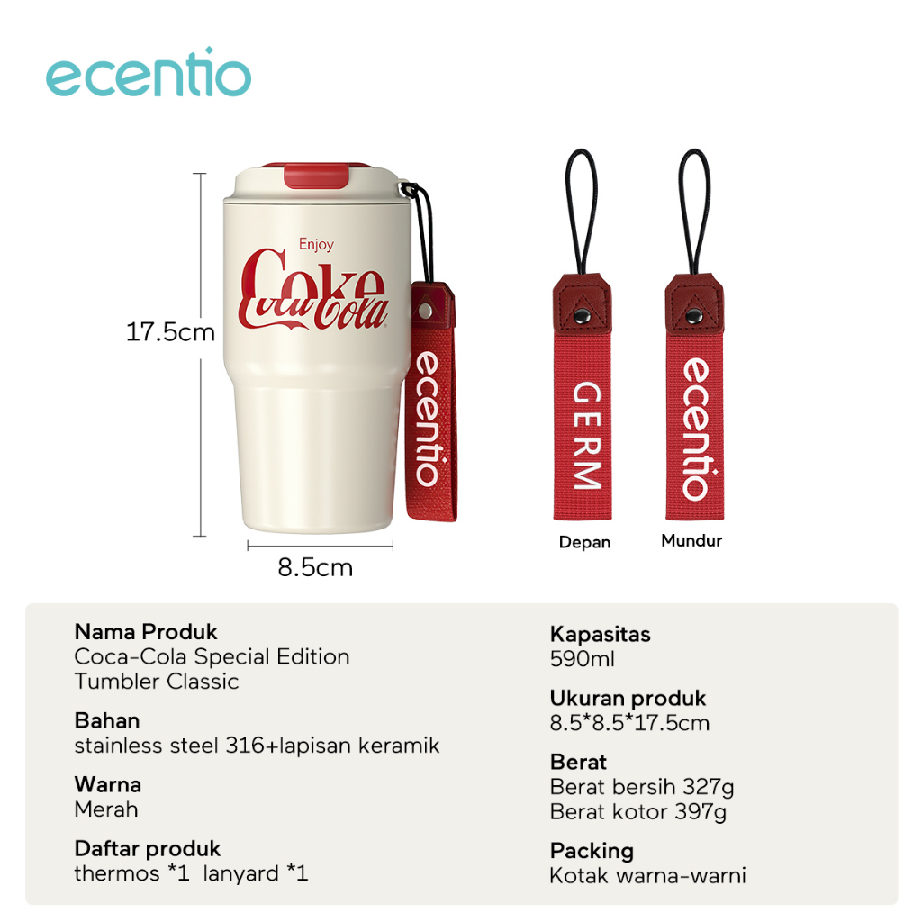 FOODI Tumbler Coffee Coca Cola 590ML Stainless 316 Tahan Panas Dan Dingin Mug Travel