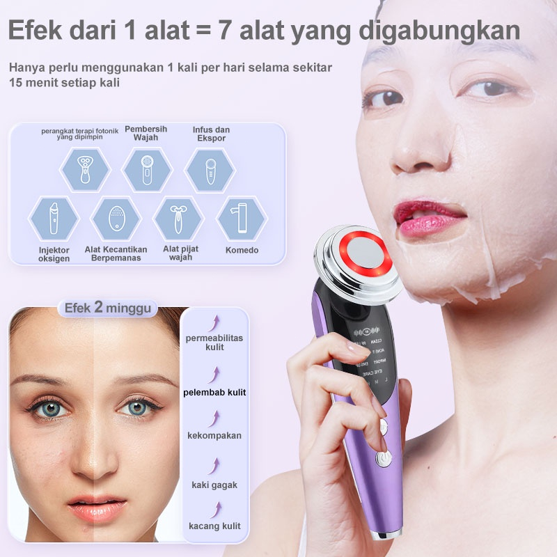 【Penjual Lokal】7in1 Alat Setrika V Shape Thin Face Lifting Wajah Pemijat Pemutih Wajah Facial Anti Aging Sheet Masker Perawatan detox pijit elektrik roller Massager komedo Mesinrf Anti wrinkle Pengencang Uap tirus galvanic Wajah topeng spa Perangkat