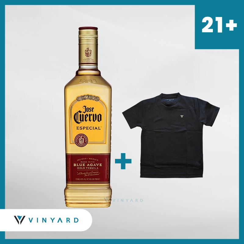 Bundling Jose Cuervo Tequila Reposado 750 ml + T-shirt Vinyard Black ( Original &amp; Resmi By Vinyard )