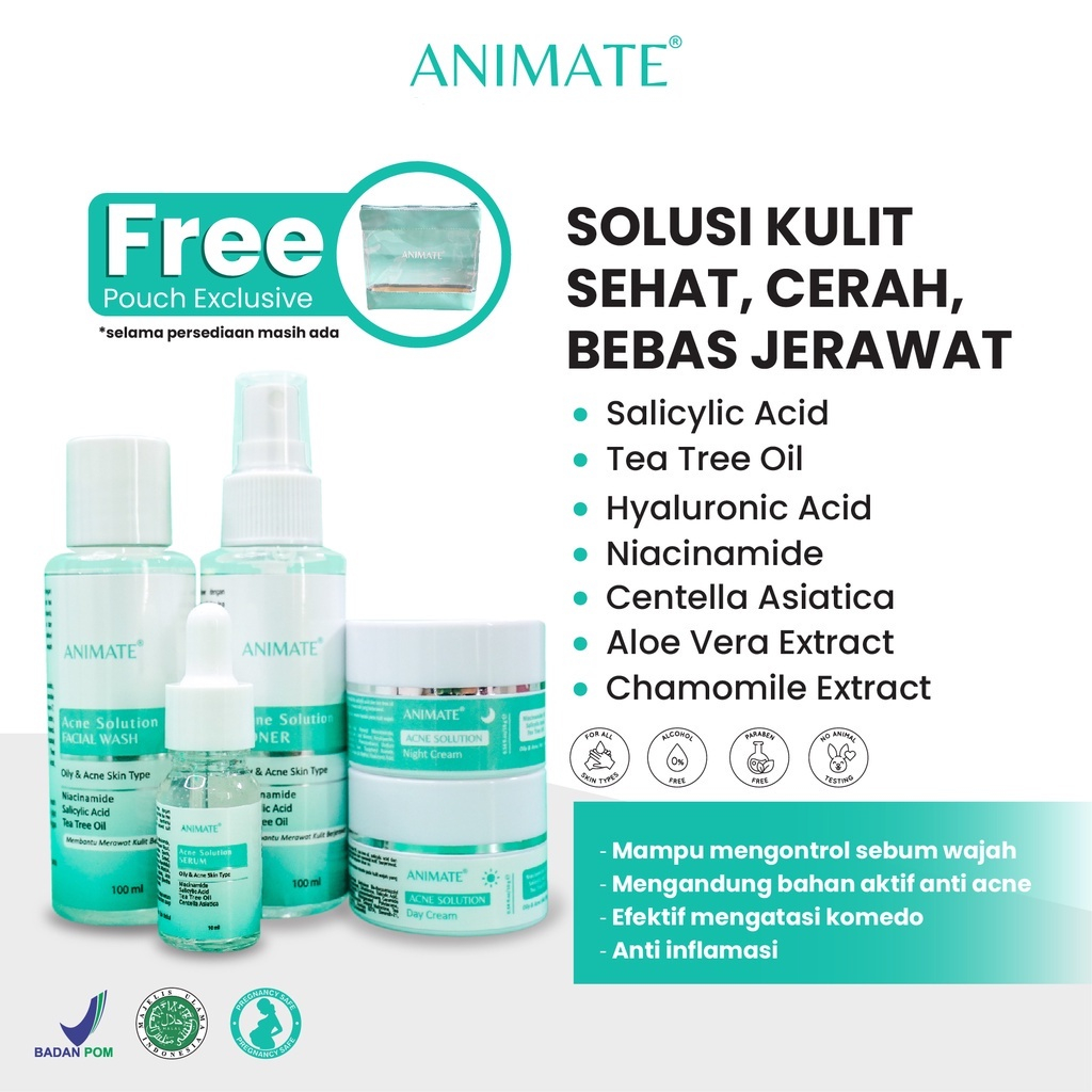 &lt;LB&gt; ready ~ANIMATE Whitening Series 5in1 - Acne Solution Series 5in1 - Glowing Barrier Series 5in1 - Paket Wajah set ANIMATE / Paket Skincare ANIMATE BPOM