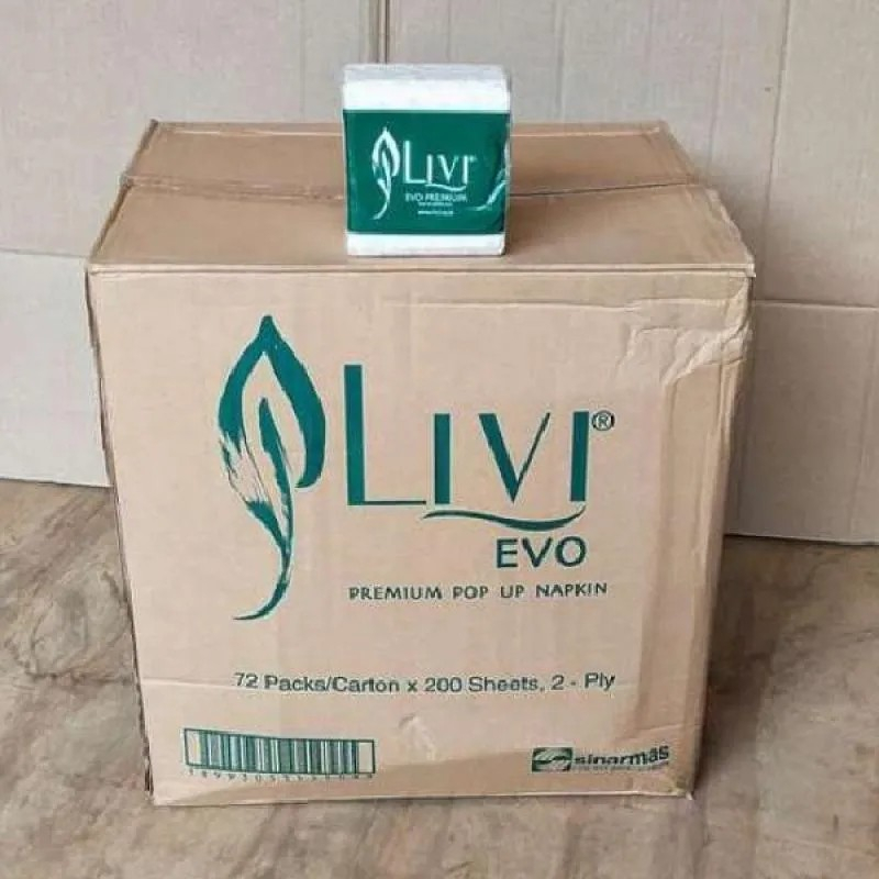 Tissue LIVI EVO PREMIUM POP UP NAPKIN 200s 1 DUS = 72Pack - TISU SAKU