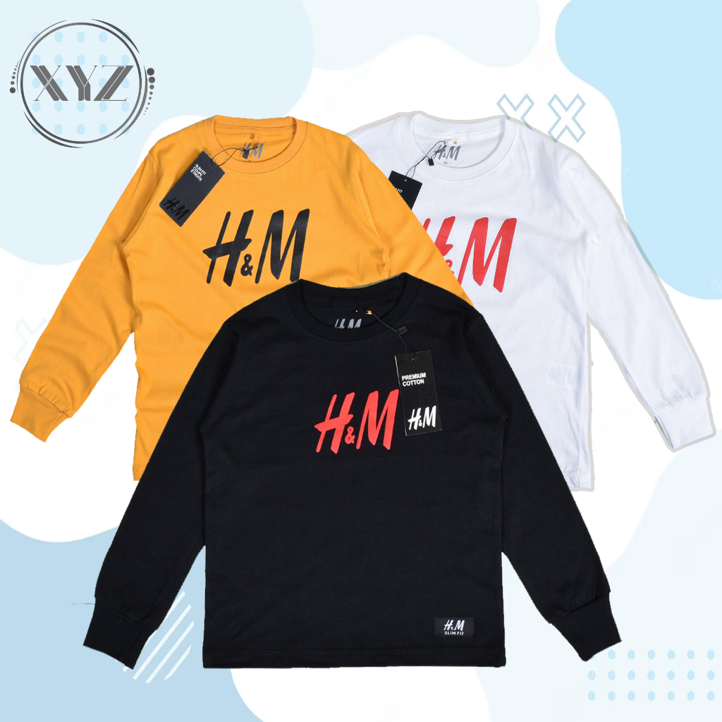 Kaos Tangan Panjang Baju Anak Laki Laki Perempuan 1-12 Tahun Bahan Cotton Combed Baju Branded Anak A