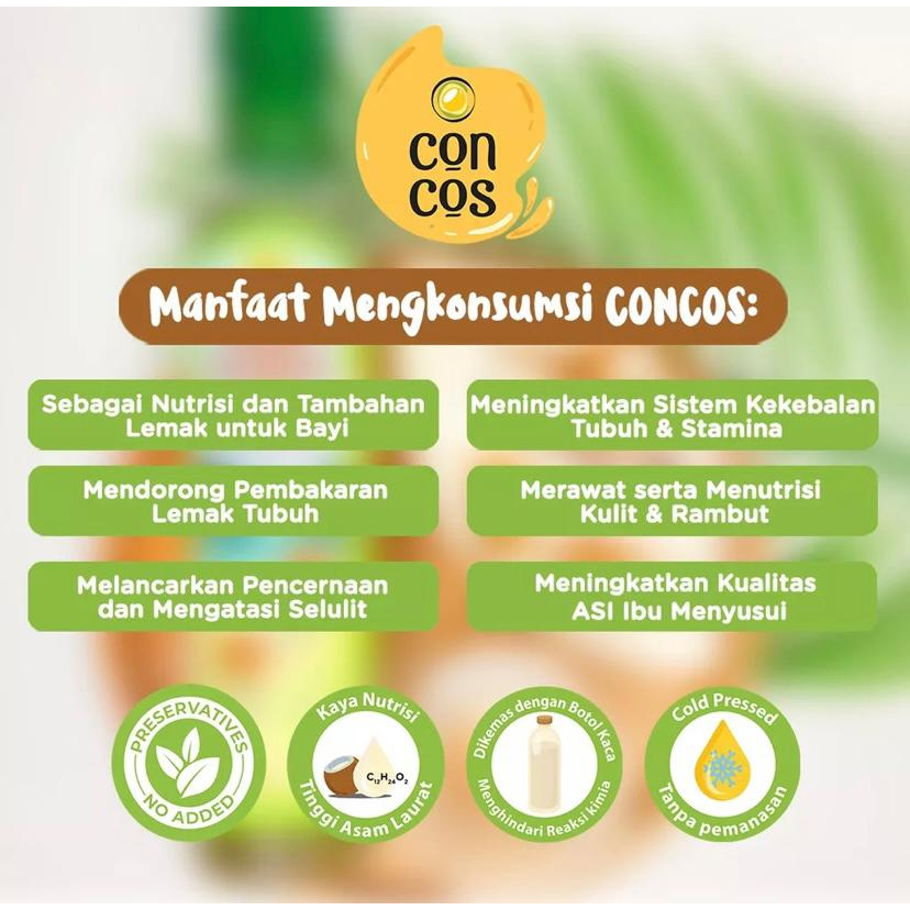 Concos Virgin Coconut Oil Original 100 ML / Minyak MPASI Oil / Minyak Kelapa Murni 100% / VCO for Kids