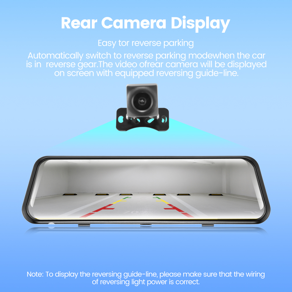 ⚡kamera mundur gratis⚡GEARELEC D10  Dash Cam Car DVR Camera 10 inch Touch Screen Rearview Mirror Full HD 1296P G-Sensor Motion Detection Loop RecordingNight Vision Stream Media