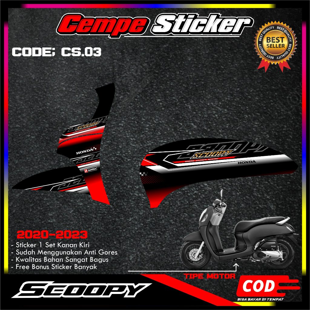 Stiker Scoopy New 2020-2023 Decal Striping Standar Scoopy New Premium Racing CM03