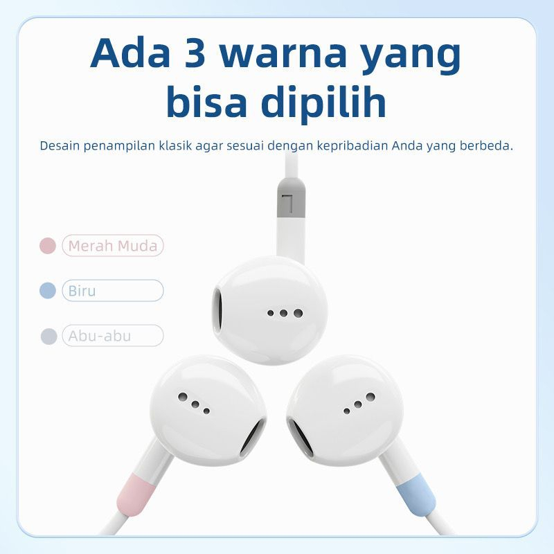 ￼headset gaming Earphone macaron super bass dengan Mic + Kabel lightning Original kompatibel for headset iphone