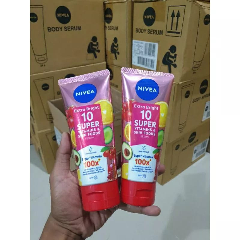 `ღ´ PHINKL `ღ´  Nivea Extra Bright 10 SUPER Vitamin Skin Food body serum mudah menyerap handbody lotion