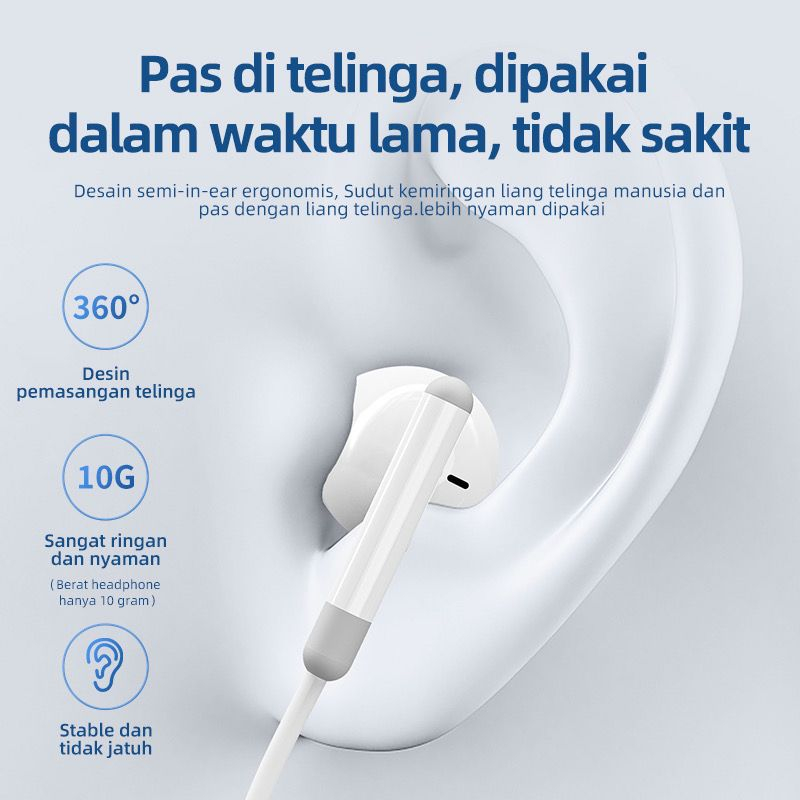 Headset Gaming Music Earphone Handsfree Lightning Jack Bass In ear with Mikrofon Kontrol Volume Kompatibel untuk ios 7 8 x xs max xr 11 11pro 12  cocokkan headset iphone