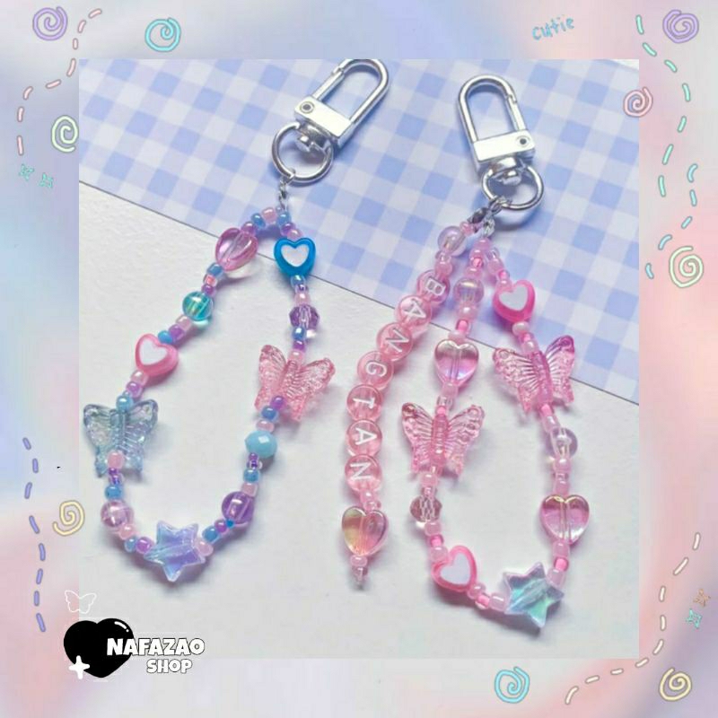 beads keychain manik / keyring custom /gantungan kunci /gantungan handphone /charm phone hook phone 