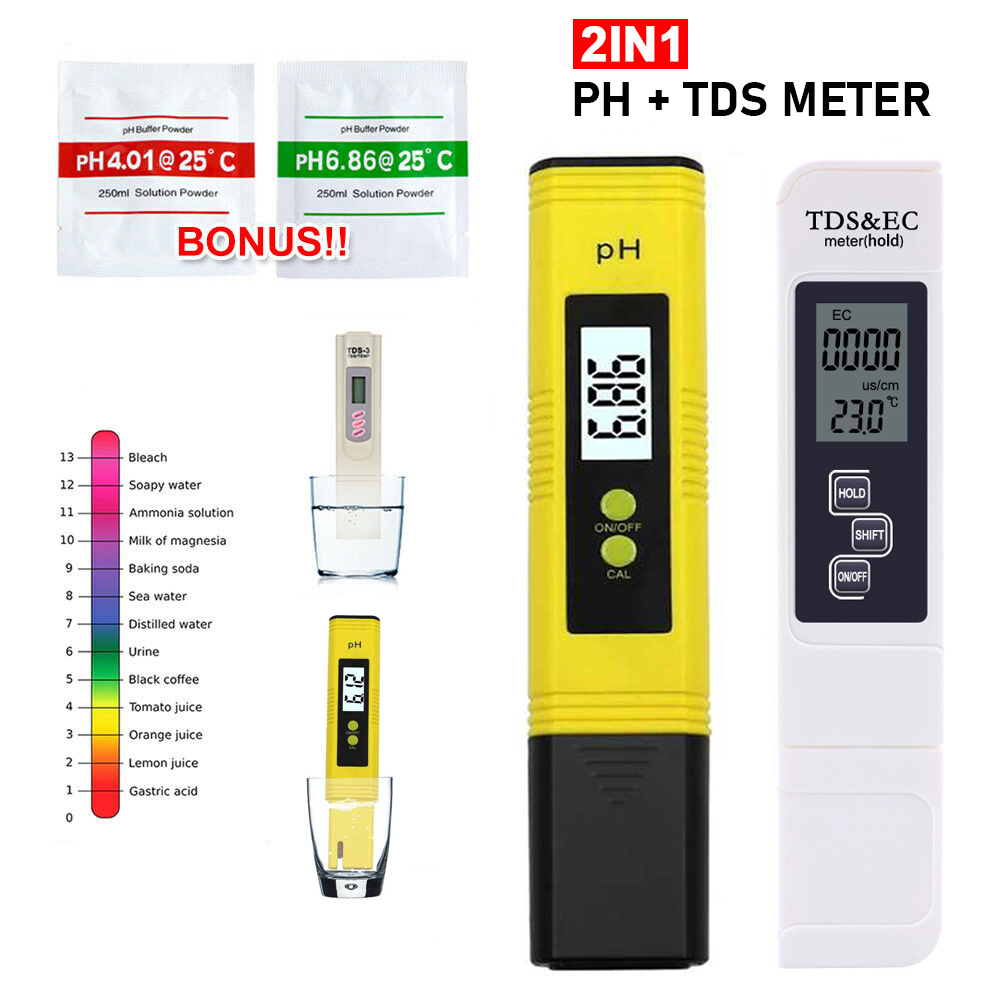 Paket Alat Ukur pH Meter &amp; TDS Tester Digital Air Akuarium Hidroponik