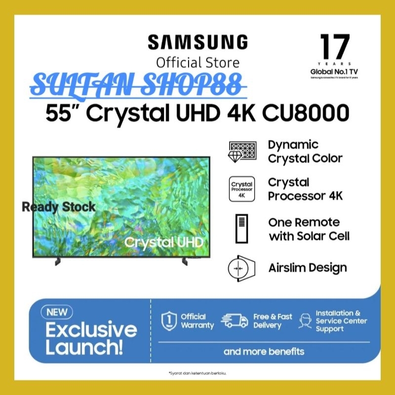SAMSUNG LED TV 55CU8000 55 INCH CRYSTAL UHD 4K SMART TV I UA55CU8000