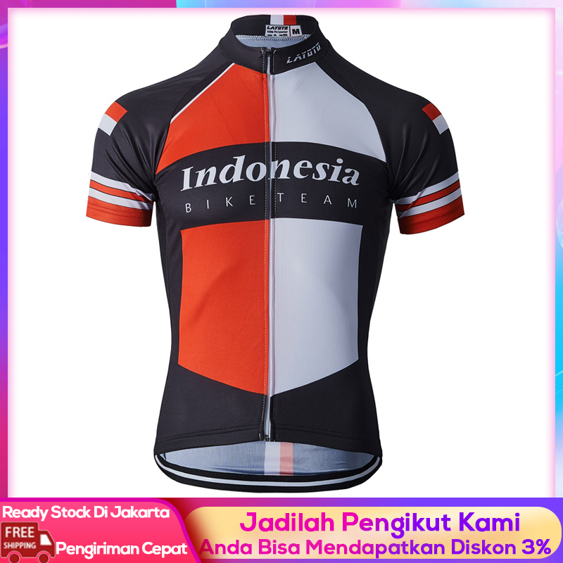 LAYOTO LOCAL STOCK Bendera Nasional Jas Lengan Pendek Bersepeda Jersey, Celana Bersepeda Jersey Bers